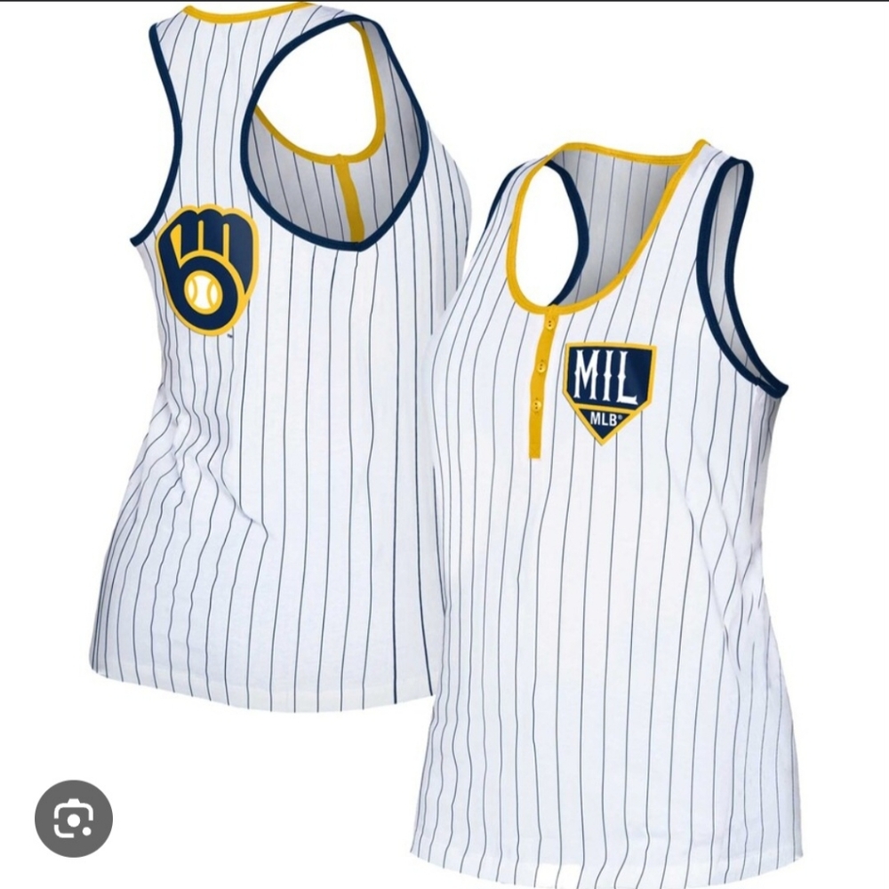 NWT Brewers White Stripes Tank Top